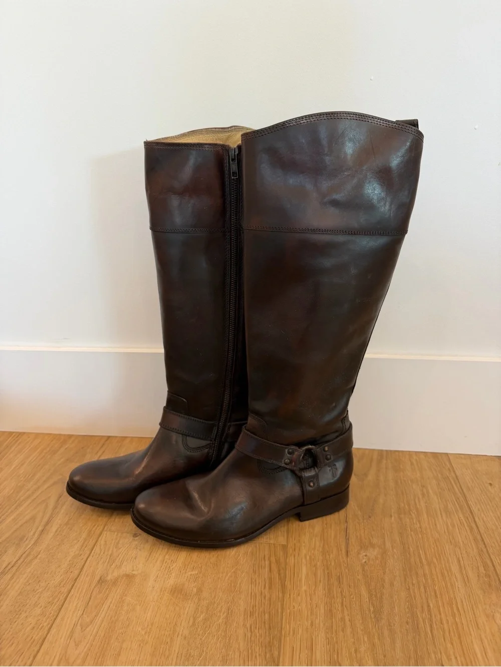 Frye Tan Leather Zip-Top Boots